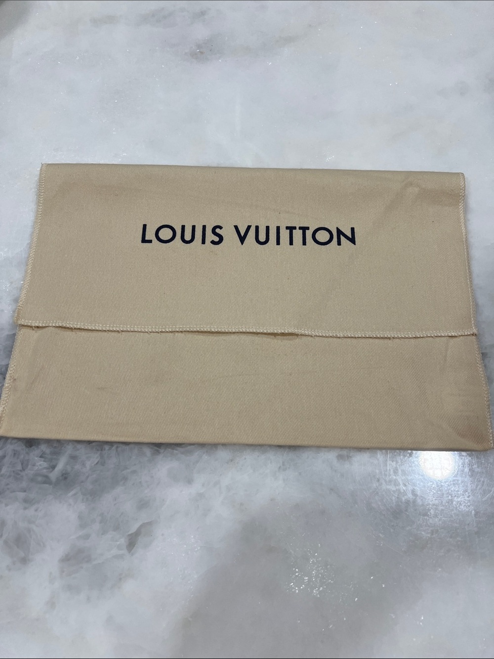 Louis Vuitton Beige Fabric Dust Pouch with Black Logo